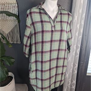 Elan Plaid Shirt Dress